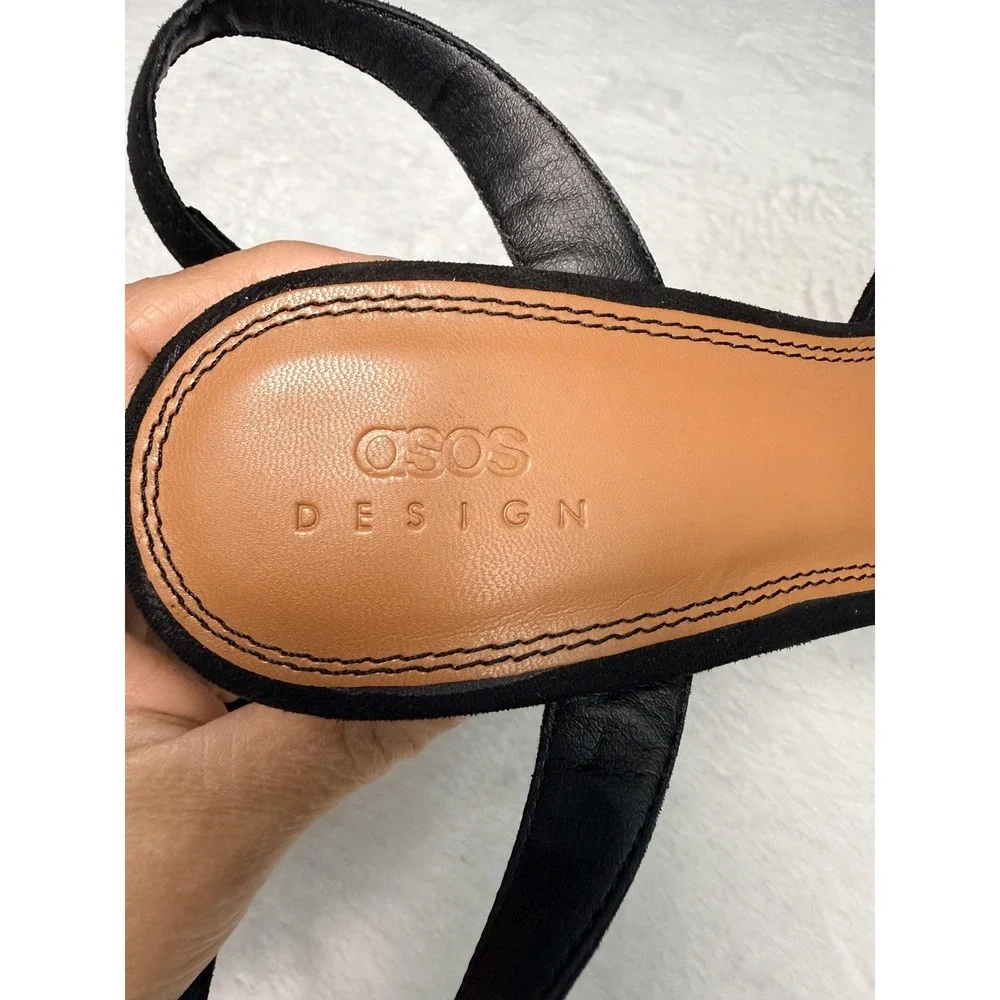 ASOS Design Black Platform Block Closed Toe Heels  US 7 Adjustable Strap